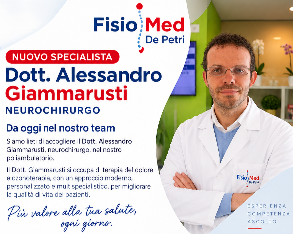 Il Dott. Alessandro Giammarusti entra nello staff di FisioMed De Petri: terapia del dolore e ossigeno-ozonoterapia a Sondrio