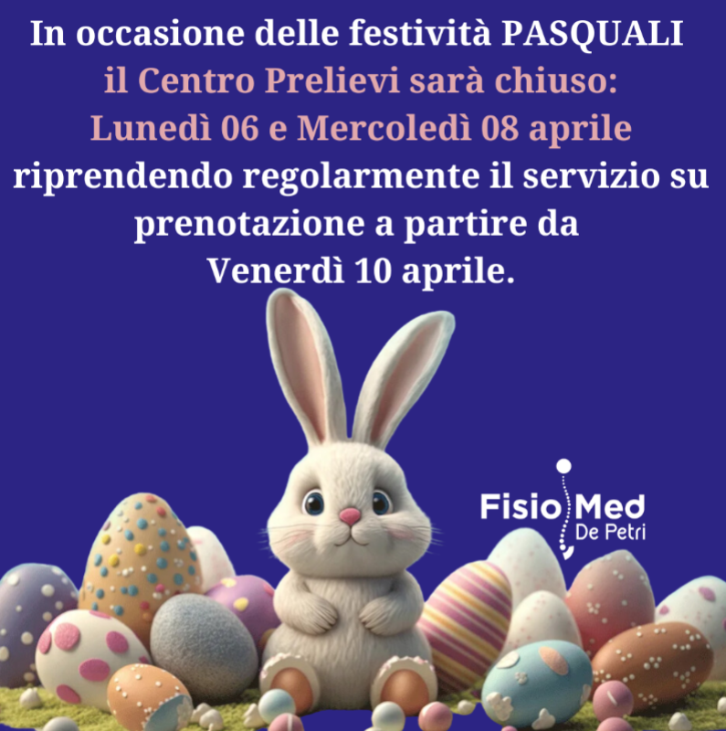 CHIUSURA PASQUALE - CENTRO PRELIEVI